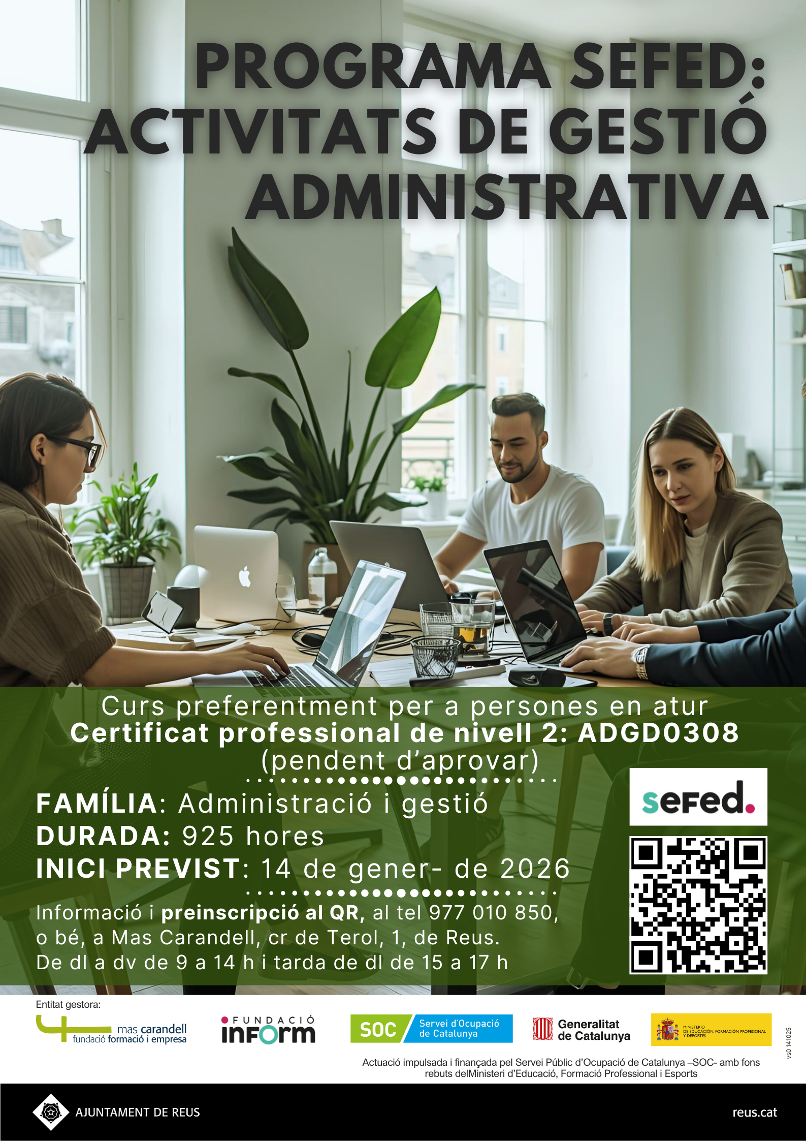 Imatge coberta de Sessió informativa del Programa SEFED - Activitats de gestió administrativa (ADGD0308)