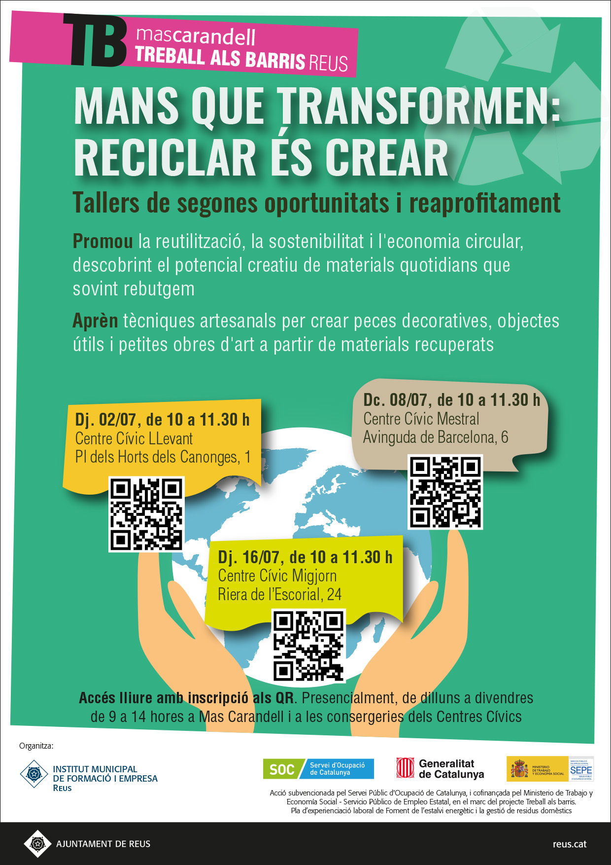 cartell del cicle Mans que transformen: reciclar és crear